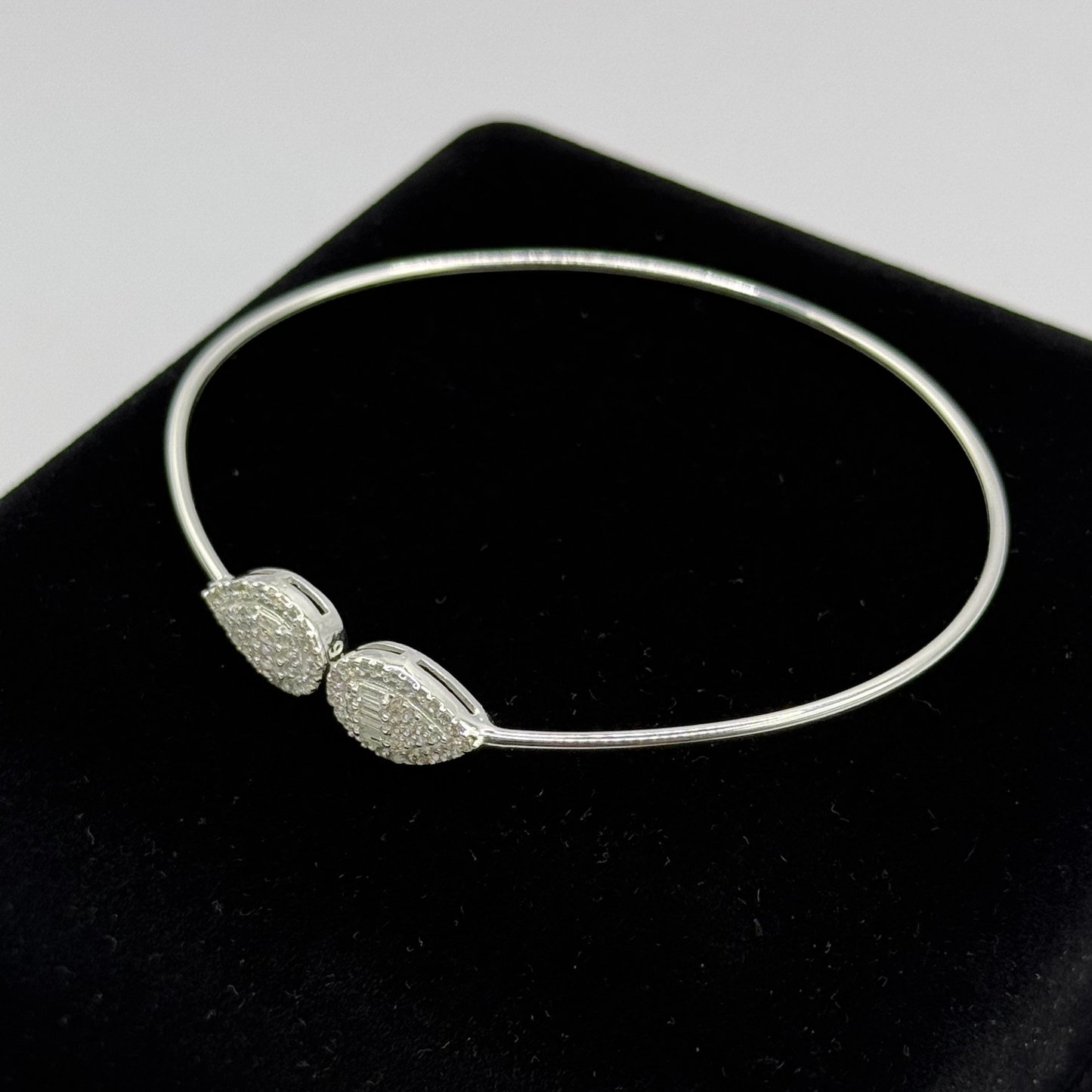 CZ DIAMONDS BAGUETTES ON SILVER BANGLE Oppulence