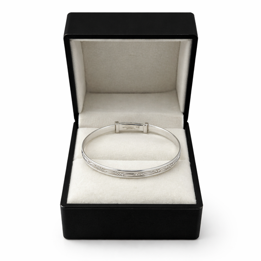 Ornate Scroll Patterned Engravable Baby Bangle Oppulence