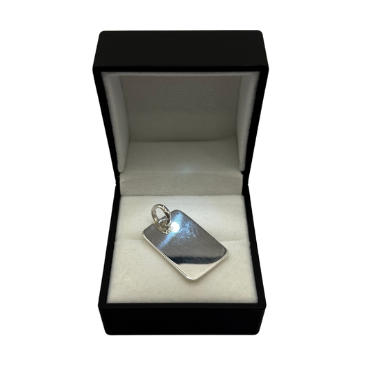 SILVER DOG TAG 30MM X 20MM PENDANT Oppulence