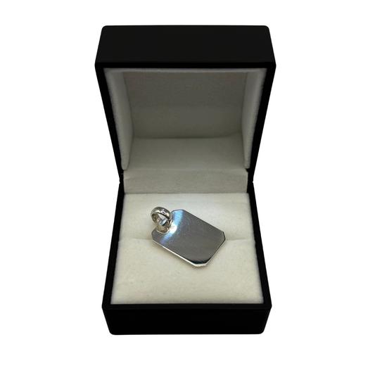 SILVER DOG TAG 25MM X 20MM RECT PENDANT Oppulence