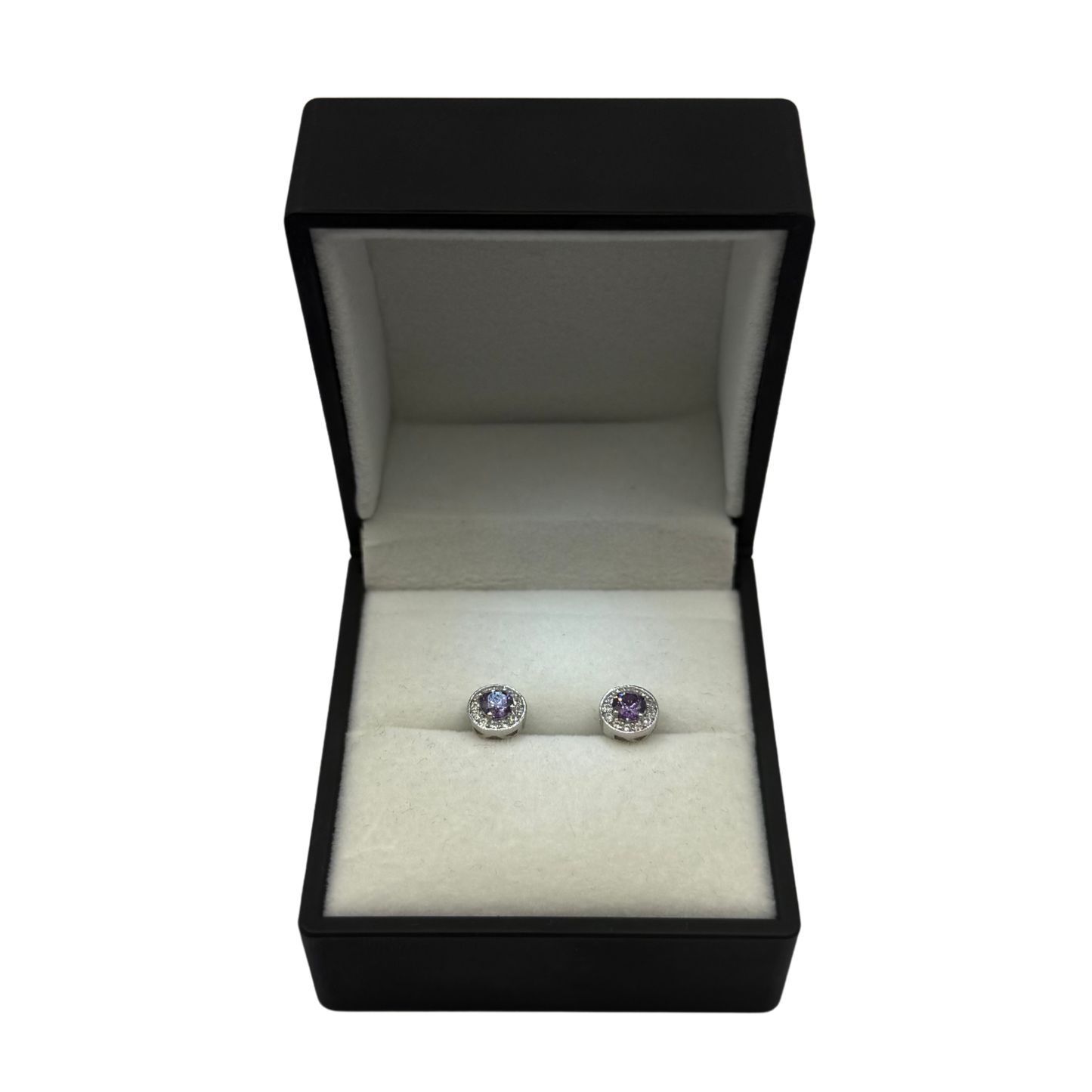 PURPLE CZ DIAMOND CIRCLE EARRINGS Oppulence