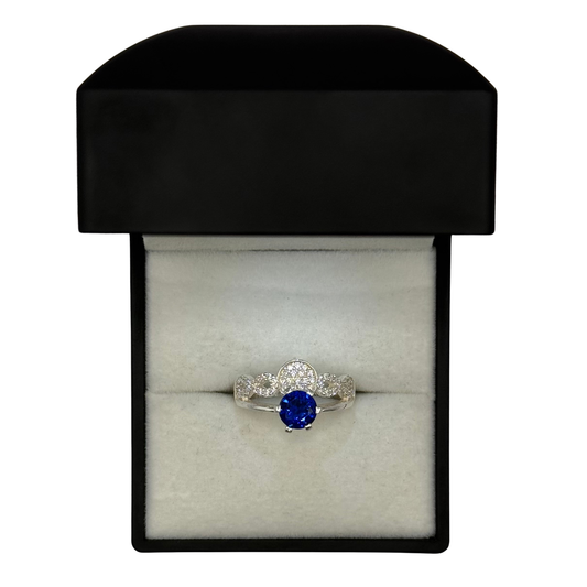BLUE OPAL CZ DIAMOND SPLIT RING Oppulence