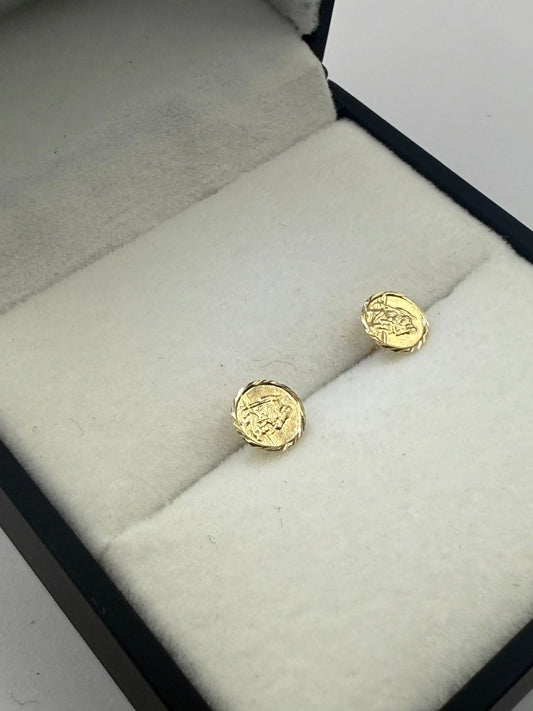 9CT 7MM GEORGE & DRAGON EARRINGS - Oppulence