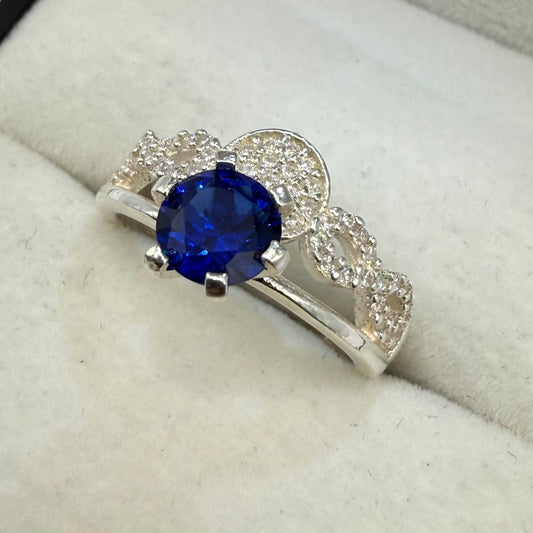 BLUE OPAL CZ DIAMOND SPLIT RING Oppulence