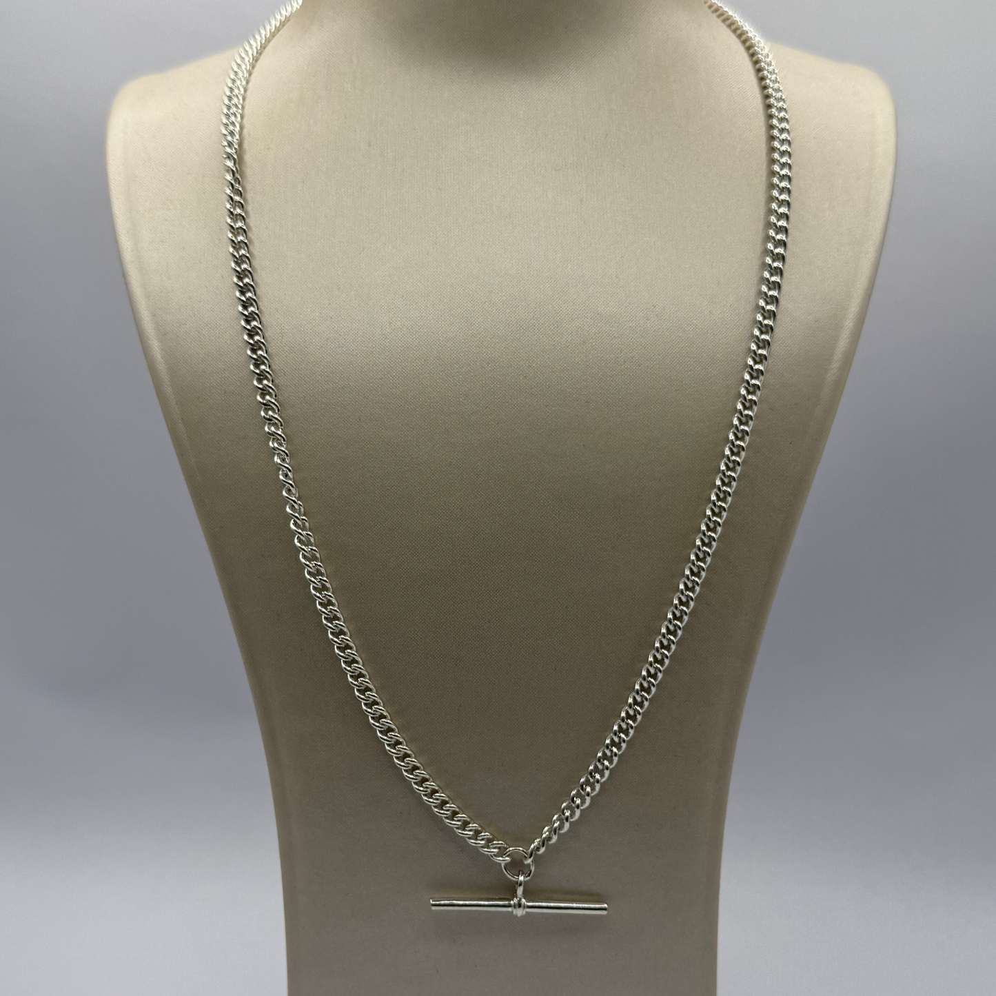 SILVER ALBERT ROUND CURB 18" NECKLACE Oppulence