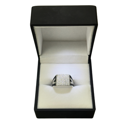 BLACK & SILVER SQUARE CZ DIAMOND RING Oppulence