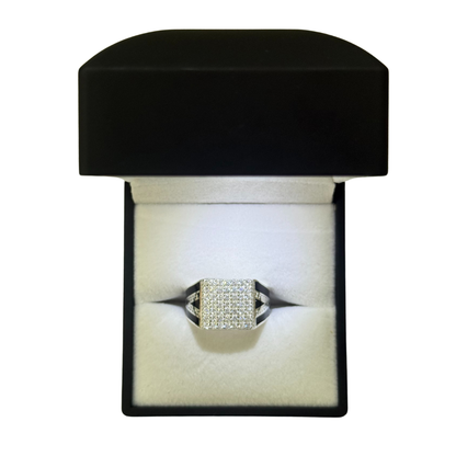 BLACK & SILVER SQUARE CZ DIAMOND RING Oppulence
