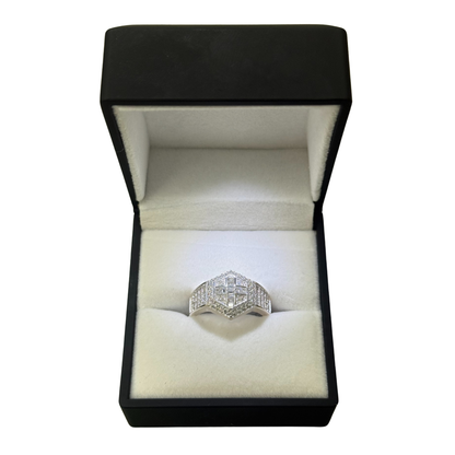 BAGUETTE CROSS CZ DIAMOND RING Oppulence