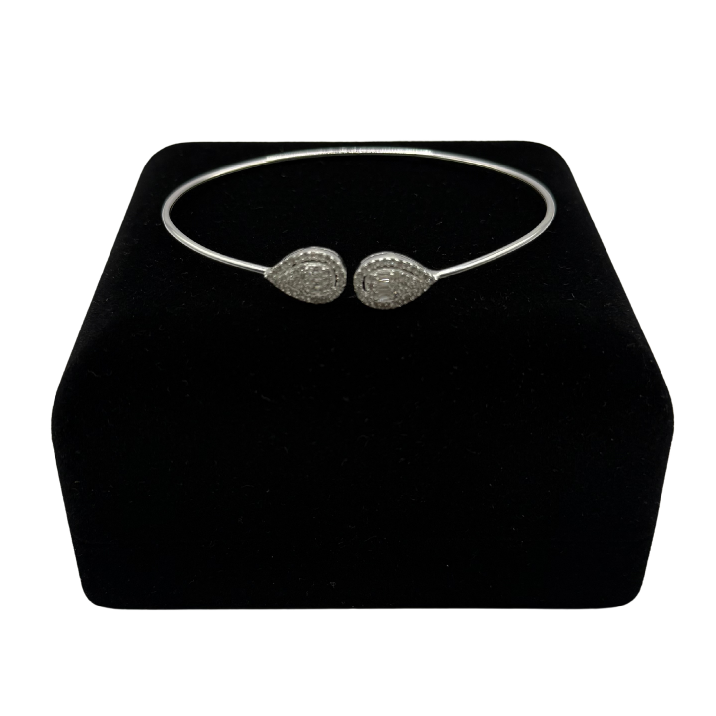 CZ DIAMONDS BAGUETTES ON SILVER BANGLE Oppulence