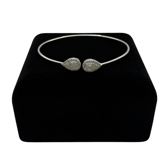 CZ DIAMONDS BAGUETTES ON SILVER BANGLE Oppulence