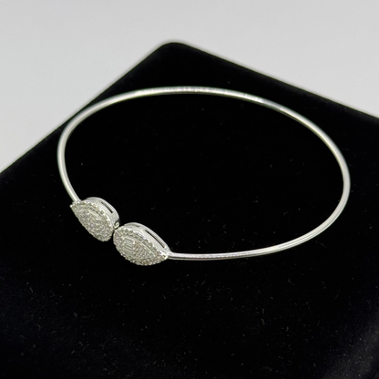 CZ DIAMONDS BAGUETTES ON SILVER BANGLE Oppulence