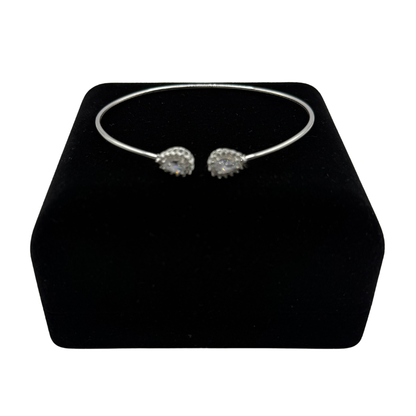 OVAL CZ DIAMOND ON SILVER BANGLE Oppulence