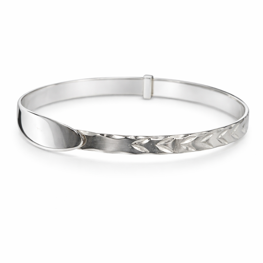 Chevron Patterned Engravable Baby Bangle Oppulence