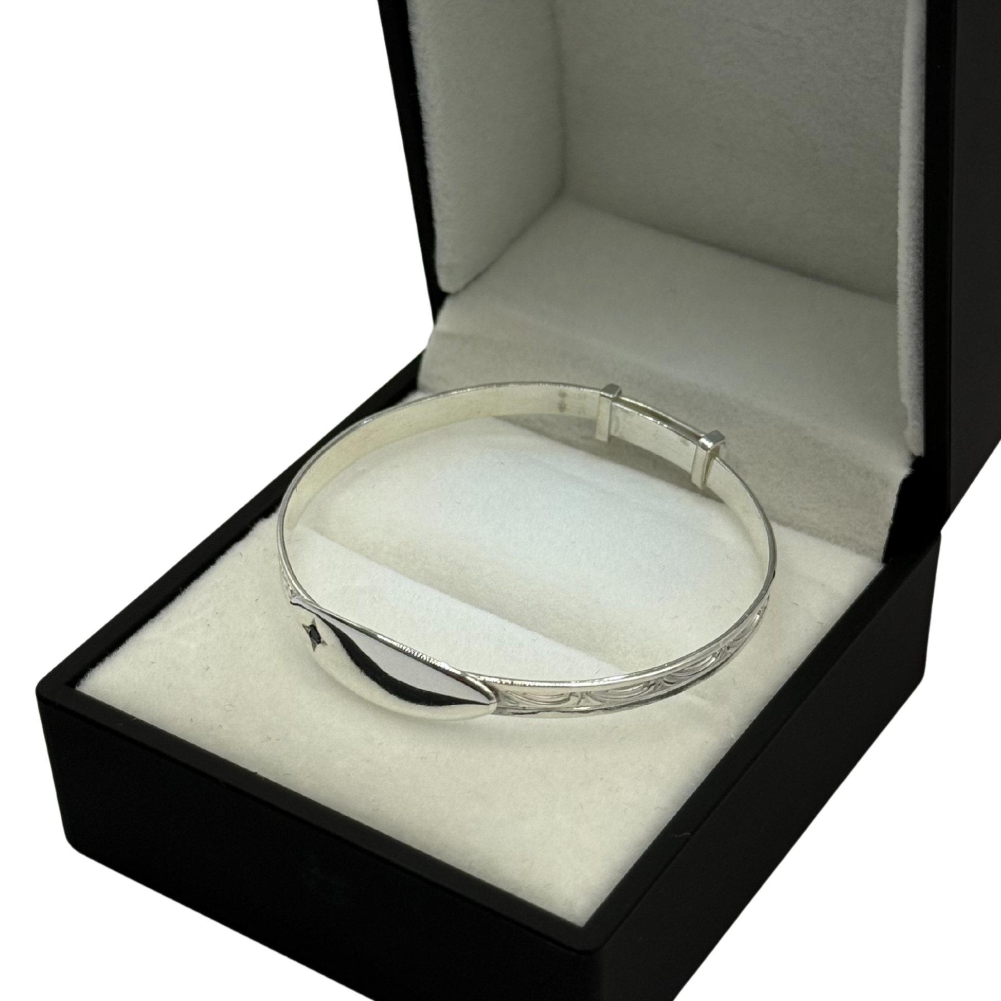 OVAL BLUE CZ SILVER BABY BANGLE Oppulence