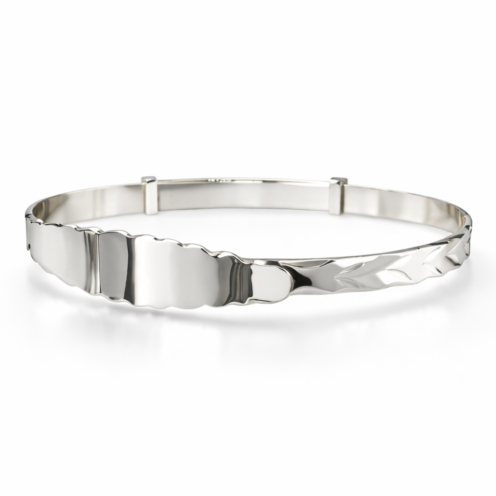 Scalloped Edge Patterned Engravable Baby Bangle Oppulence