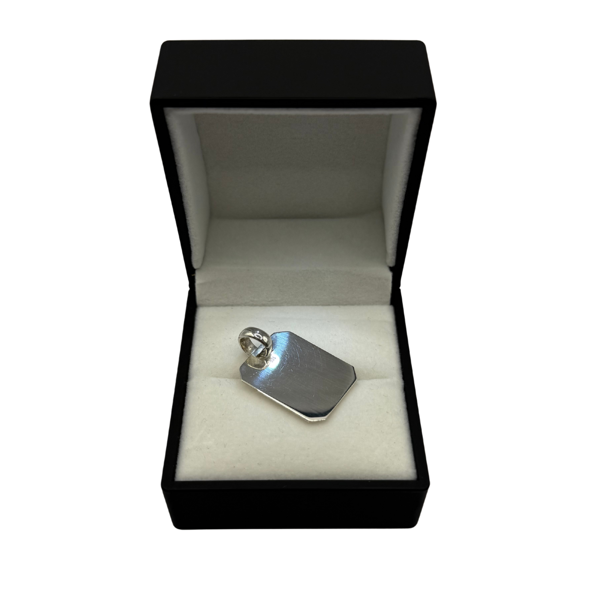 SILVER DOG TAG 25MM X 20MM RECT PENDANT Oppulence