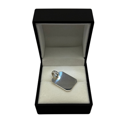 SILVER DOG TAG 25MM X 20MM RECT PENDANT Oppulence