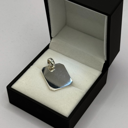 SILVER DOG TAG 25MM X 20MM RECT PENDANT Oppulence