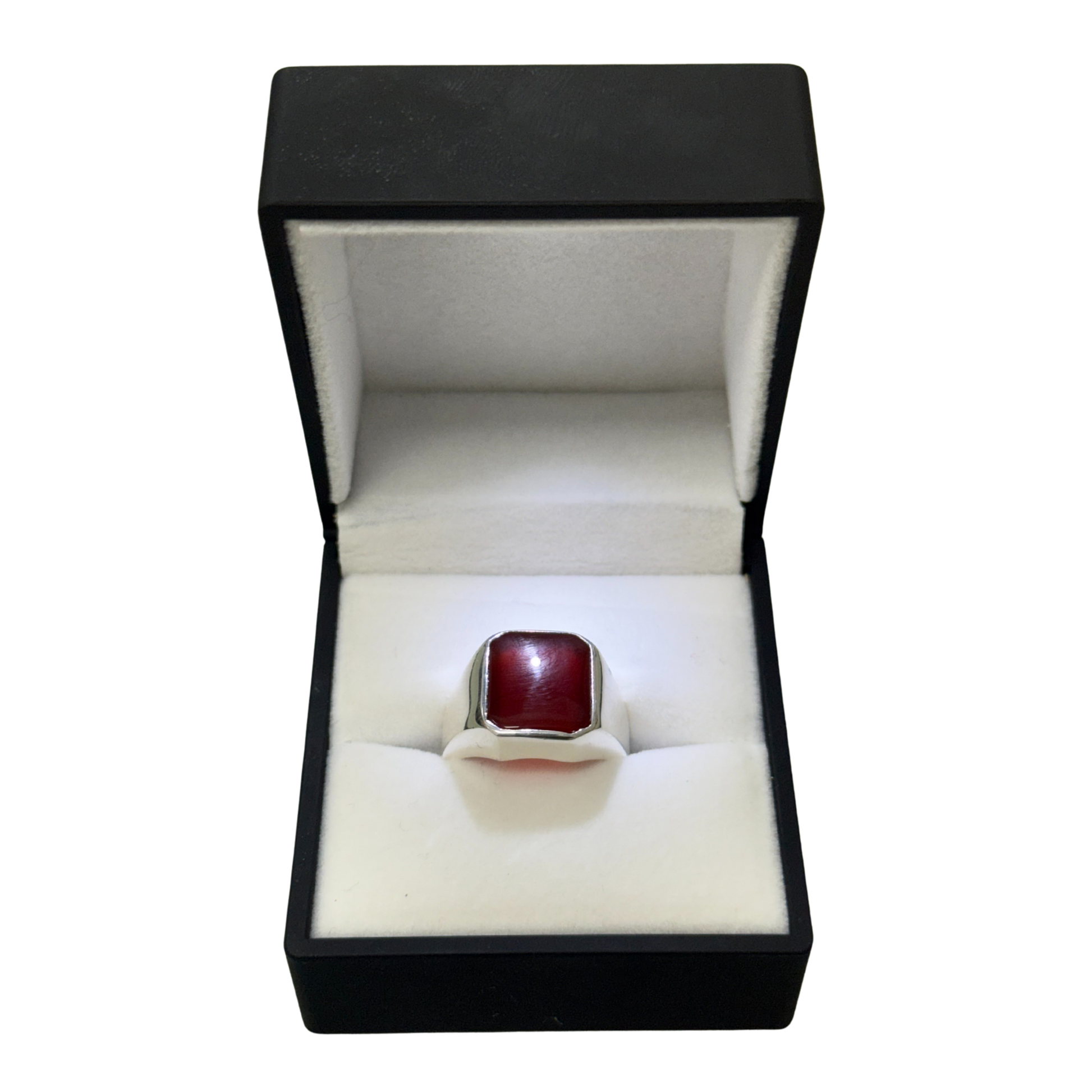 SQUARE RUBY SILVER RING Oppulence