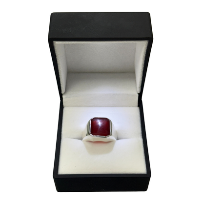 SQUARE RUBY SILVER RING Oppulence