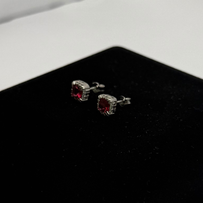 RED CZ DIAMOND SQUARE EARRINGS Oppulence