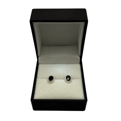 BLACK CZ DIAMOND OVAL EARRINGS Oppulence