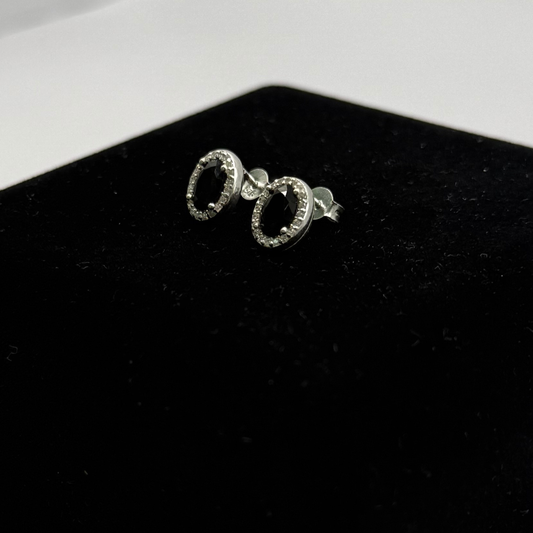 BLACK CZ DIAMOND OVAL EARRINGS Oppulence
