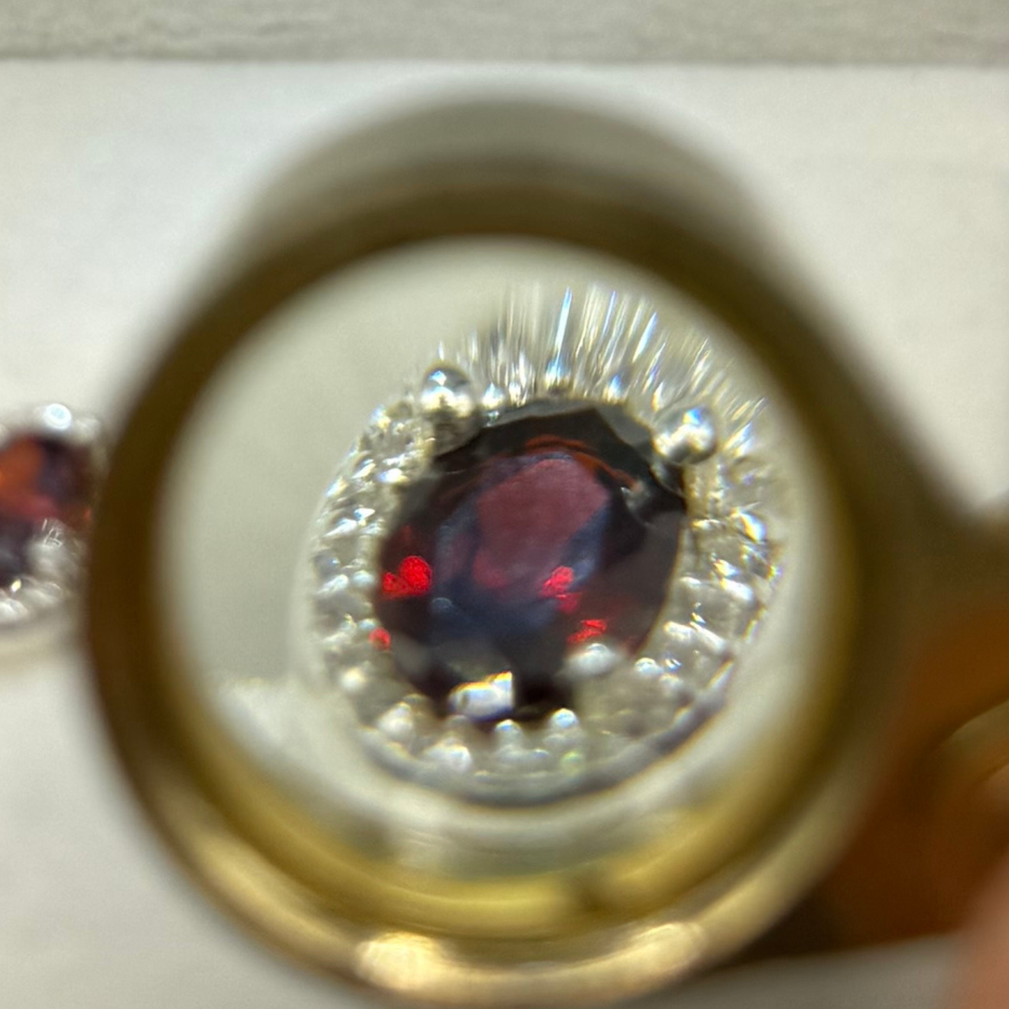 RED CZ DIAMOND OVAL EARRINGS Oppulence