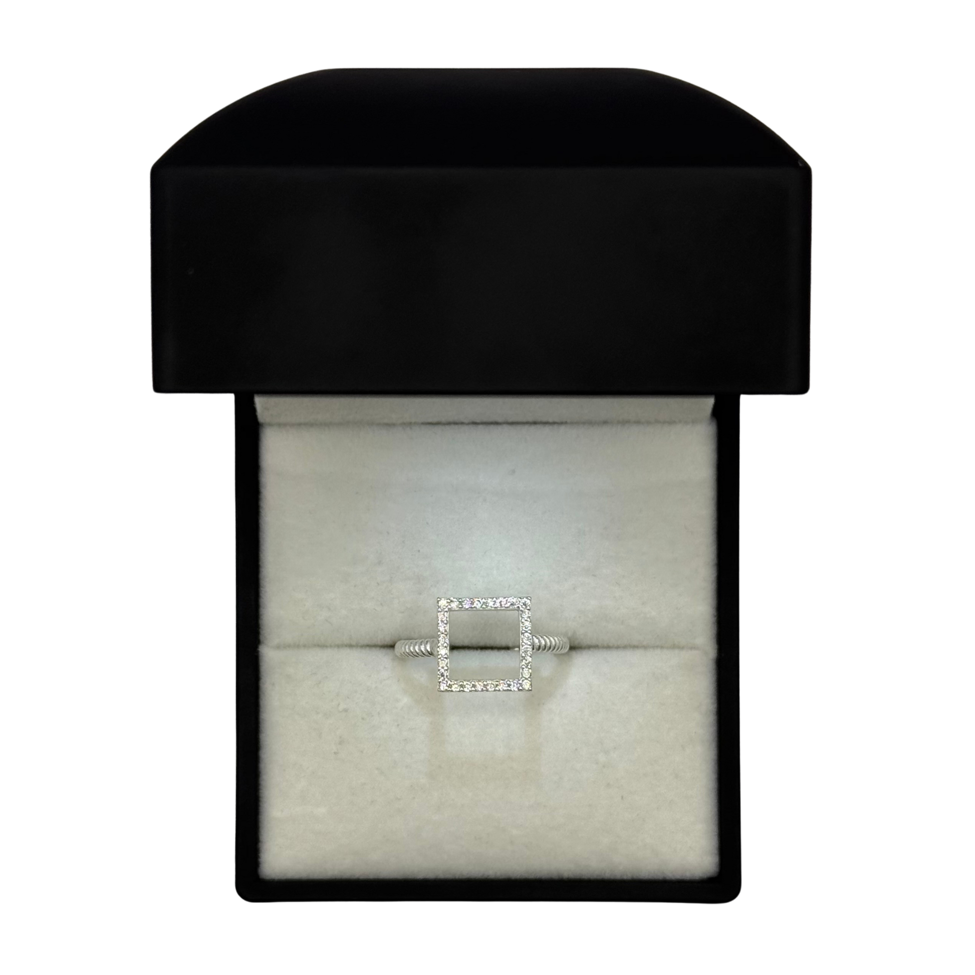 HOLLOW SQUARE CZ DIAMOND RING Oppulence