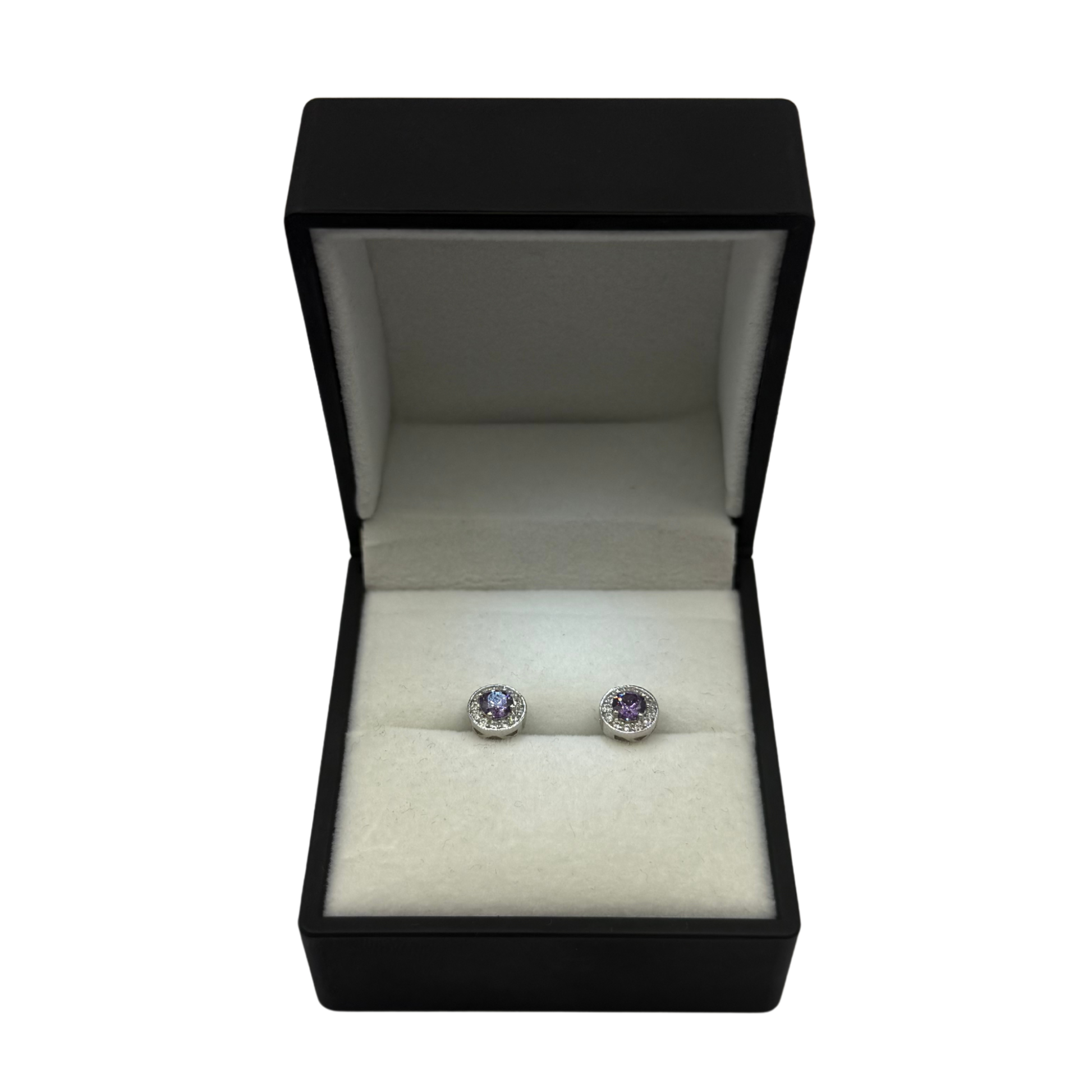 PURPLE CZ DIAMOND CIRCLE EARRINGS Oppulence
