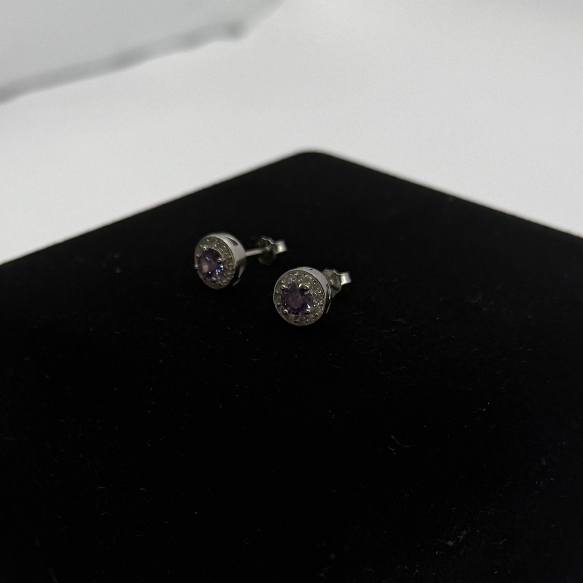 PURPLE CZ DIAMOND CIRCLE EARRINGS Oppulence
