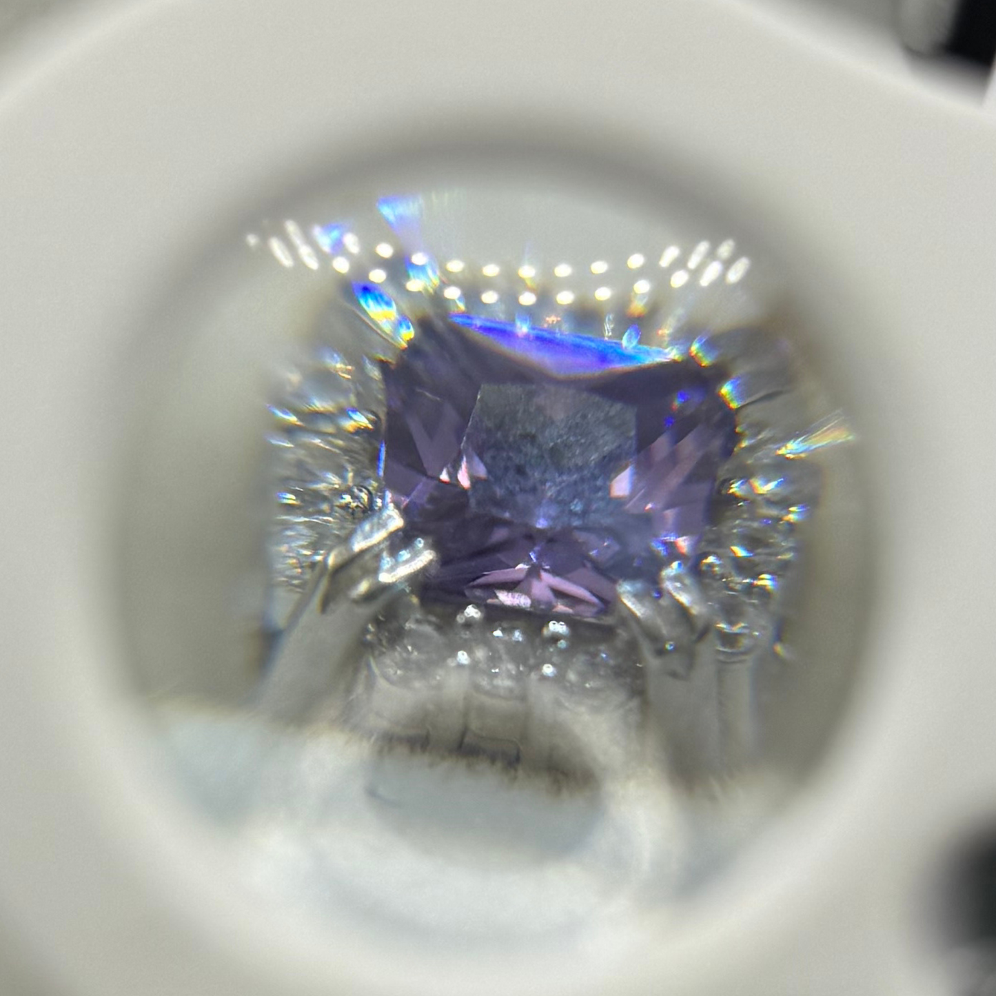 PURPLE CZ DIAMOND SQUARE EARRINGS Oppulence