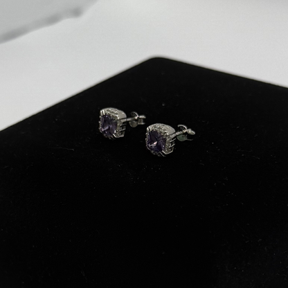 PURPLE CZ DIAMOND SQUARE EARRINGS Oppulence