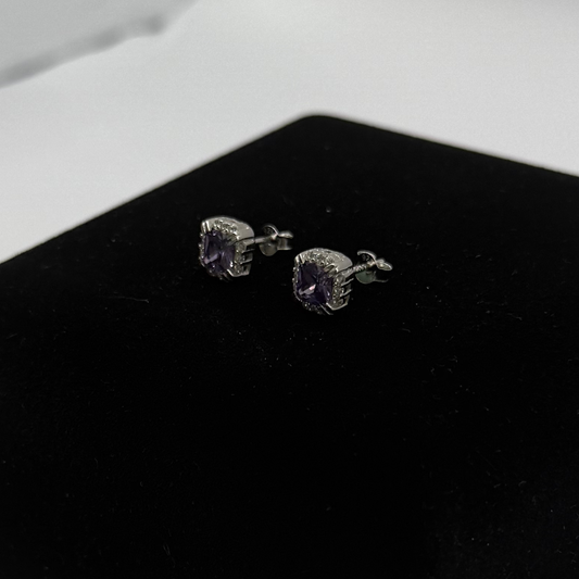 PURPLE CZ DIAMOND SQUARE EARRINGS Oppulence