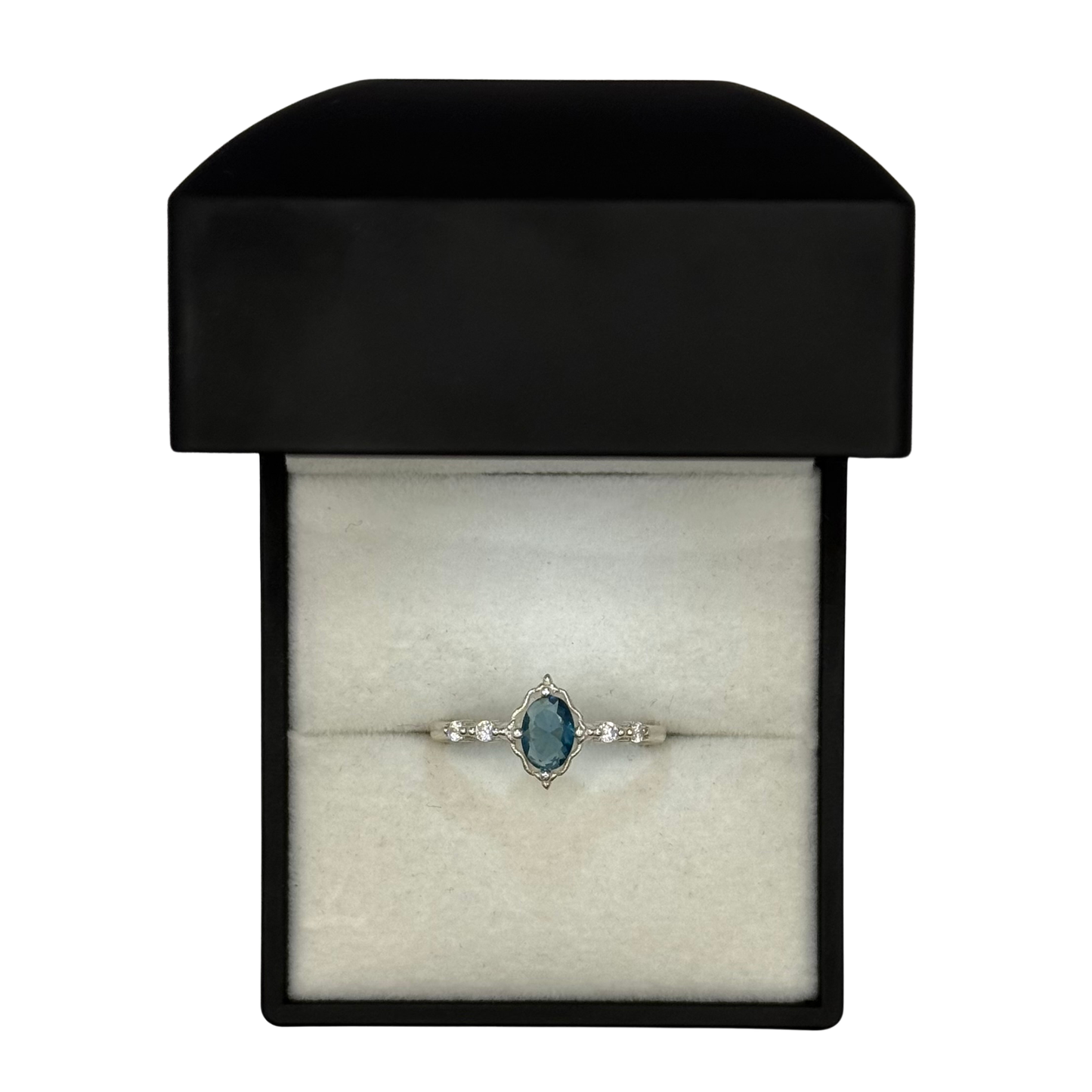 TIFFANY BLUE OPAL CZ DIAMOND STUD RING Oppulence