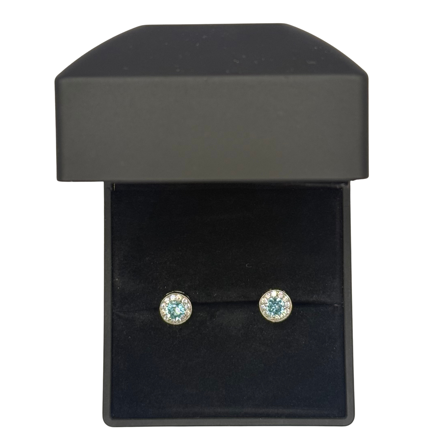 TIFFFANY BLUE CZ DIAMOND CIRCLE EARRINGS Oppulence