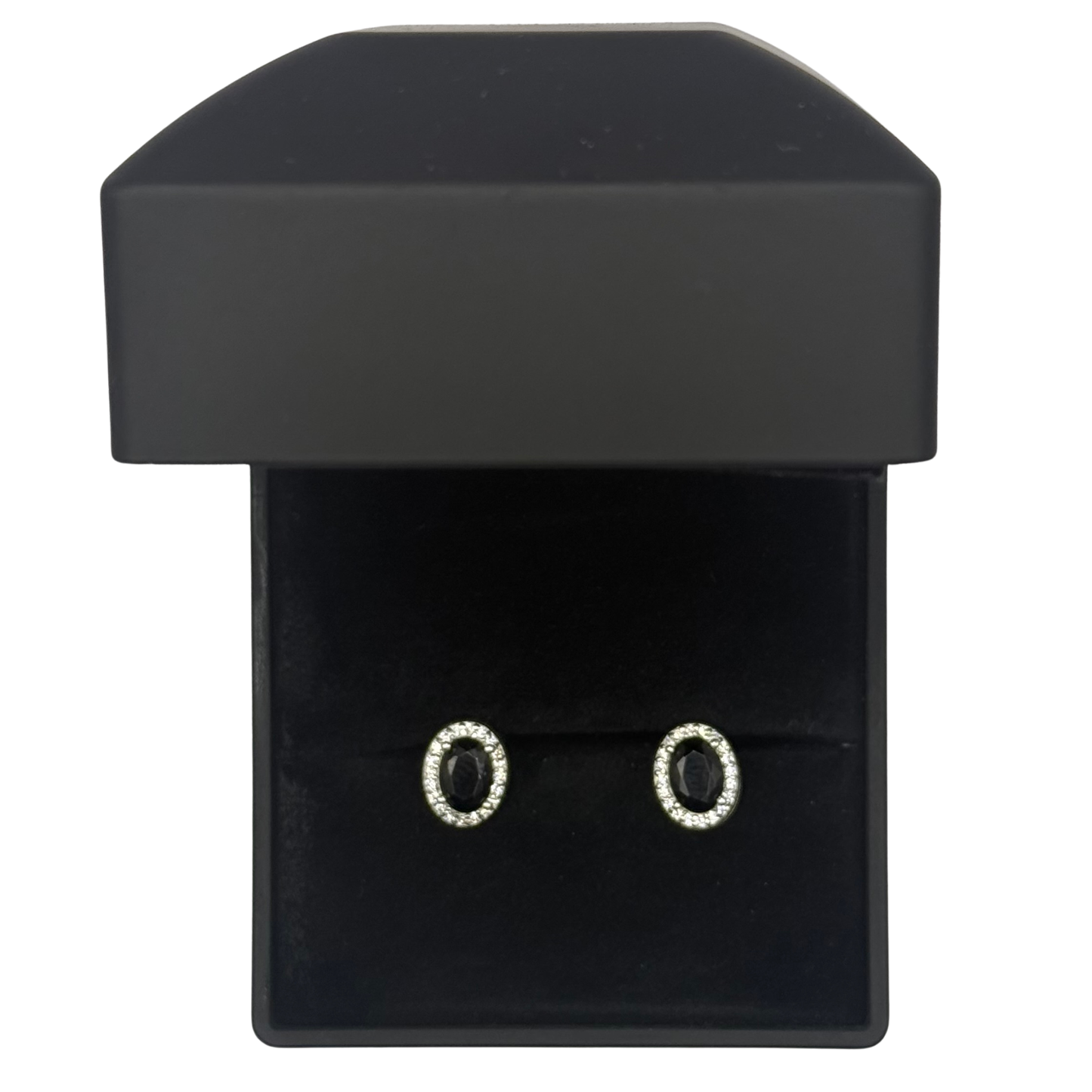 BLACK CZ DIAMOND OVAL EARRINGS Oppulence