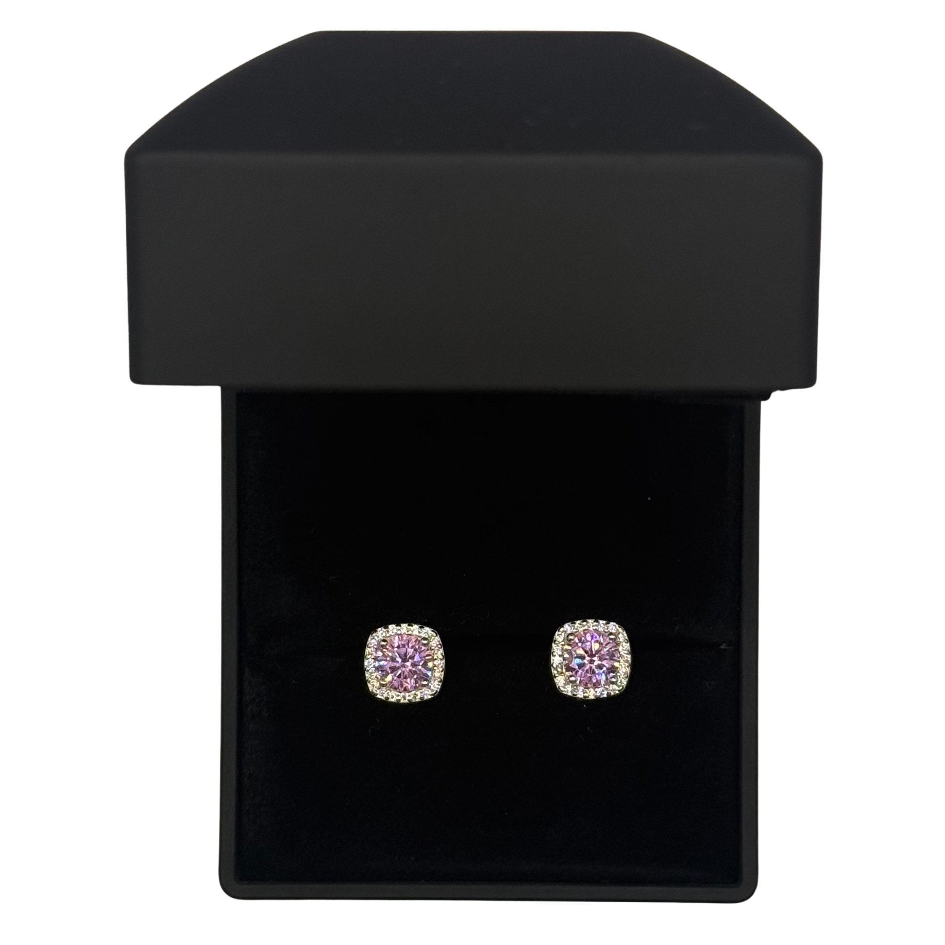 PINK CZ DIAMOND RND SQUARE EARRINGS Oppulence