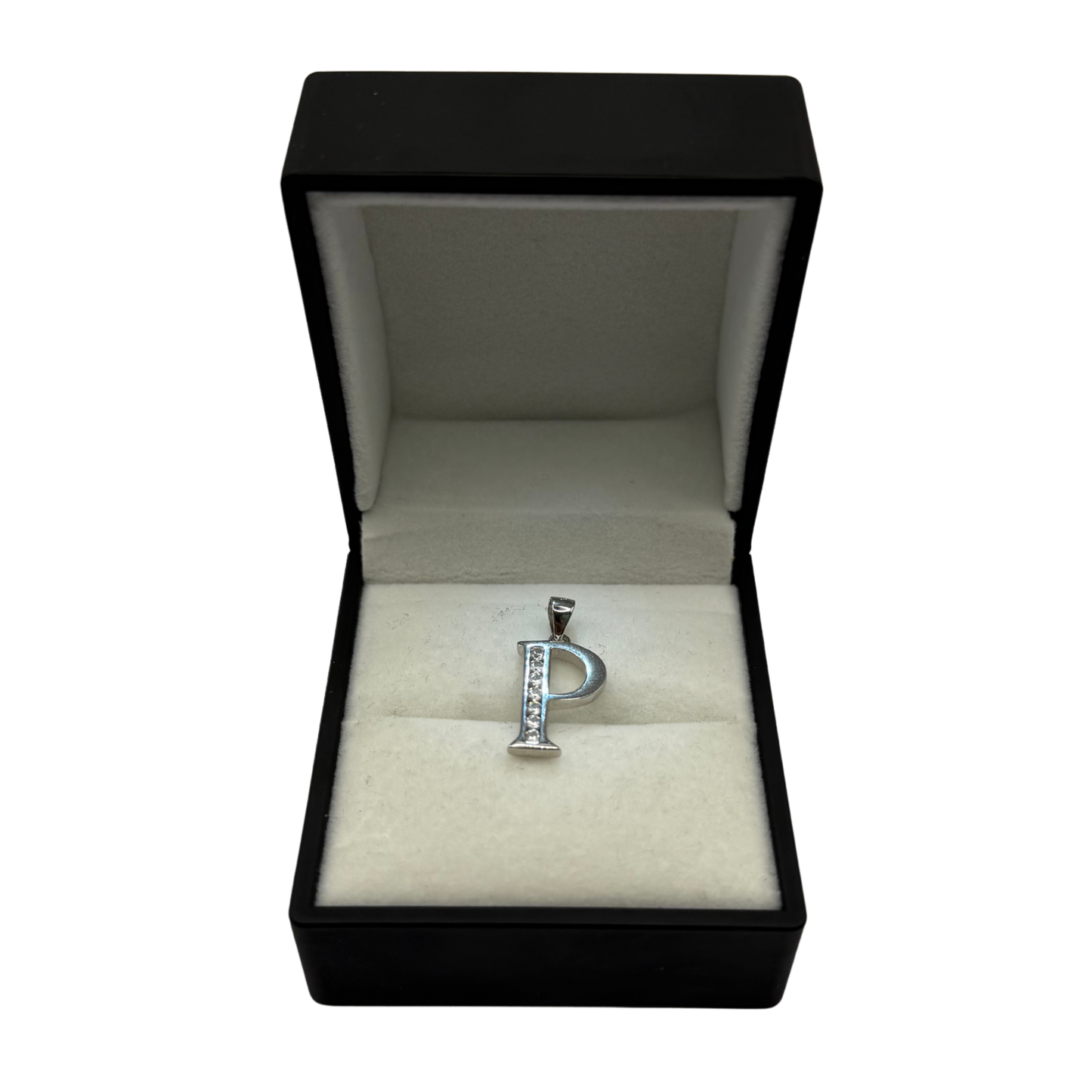 SILVER 'P' LETTER CZ DIAMOND PENDANT Oppulence