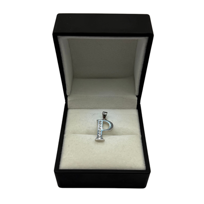 SILVER 'P' LETTER CZ DIAMOND PENDANT Oppulence
