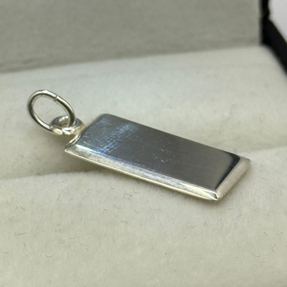SILVER RECTANGLE DOG TAG PENDANT Oppulence