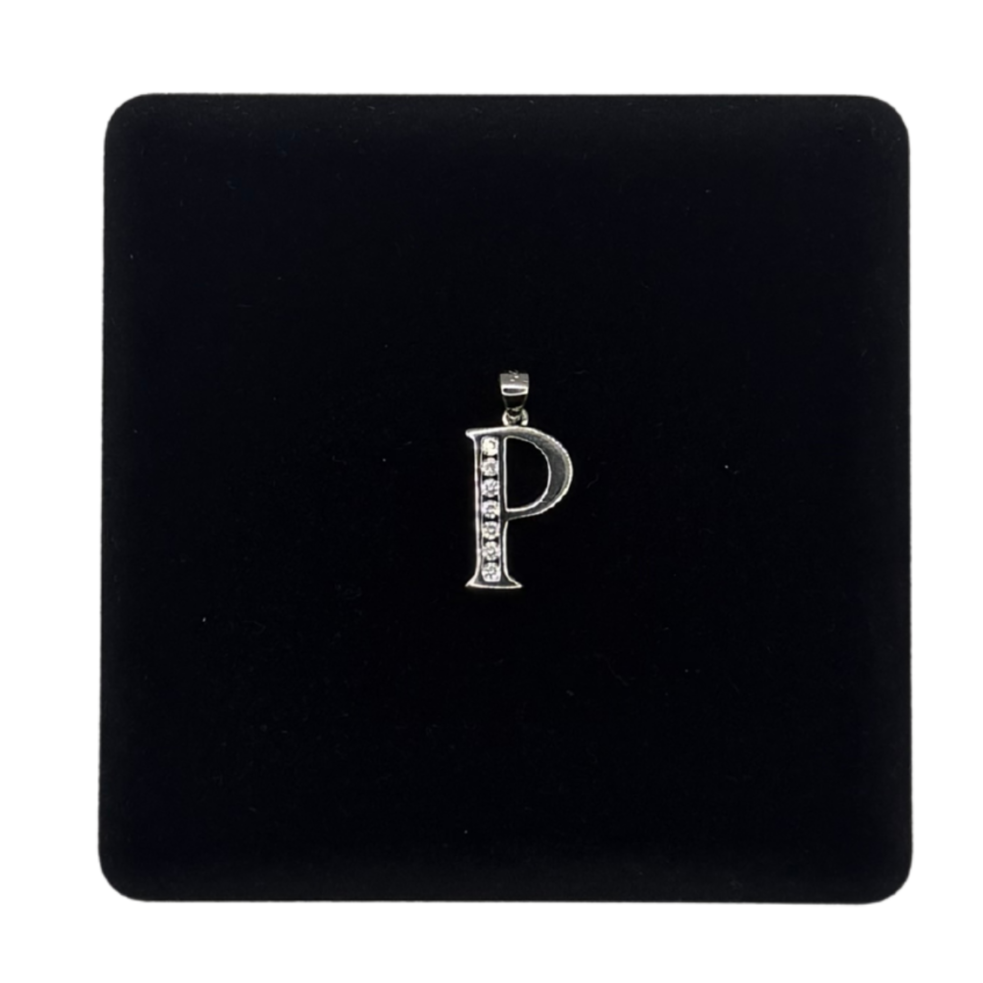 SILVER 'P' LETTER CZ DIAMOND PENDANT Oppulence