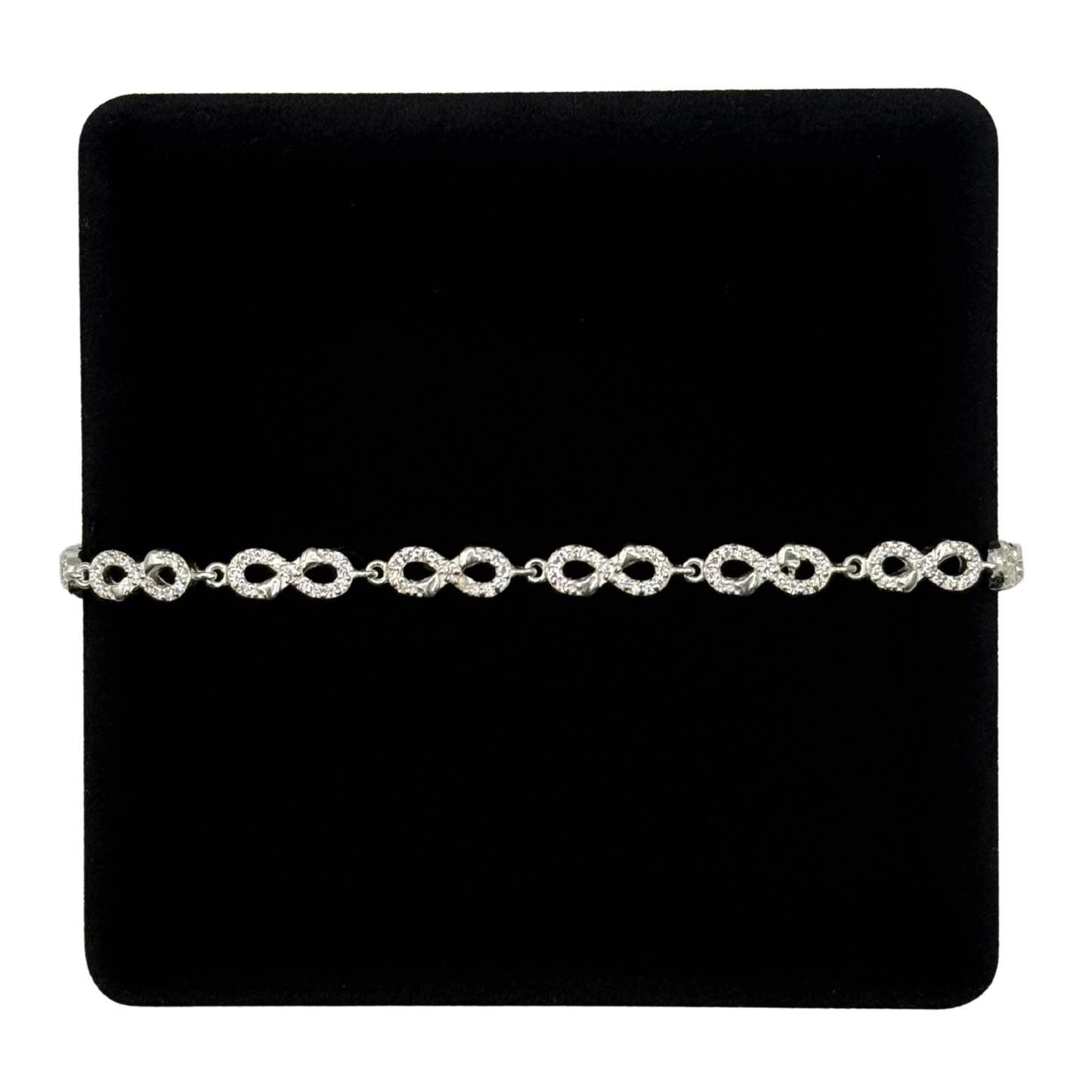 CZ CRUSTED INFINITY HEART BRACELET Oppulence