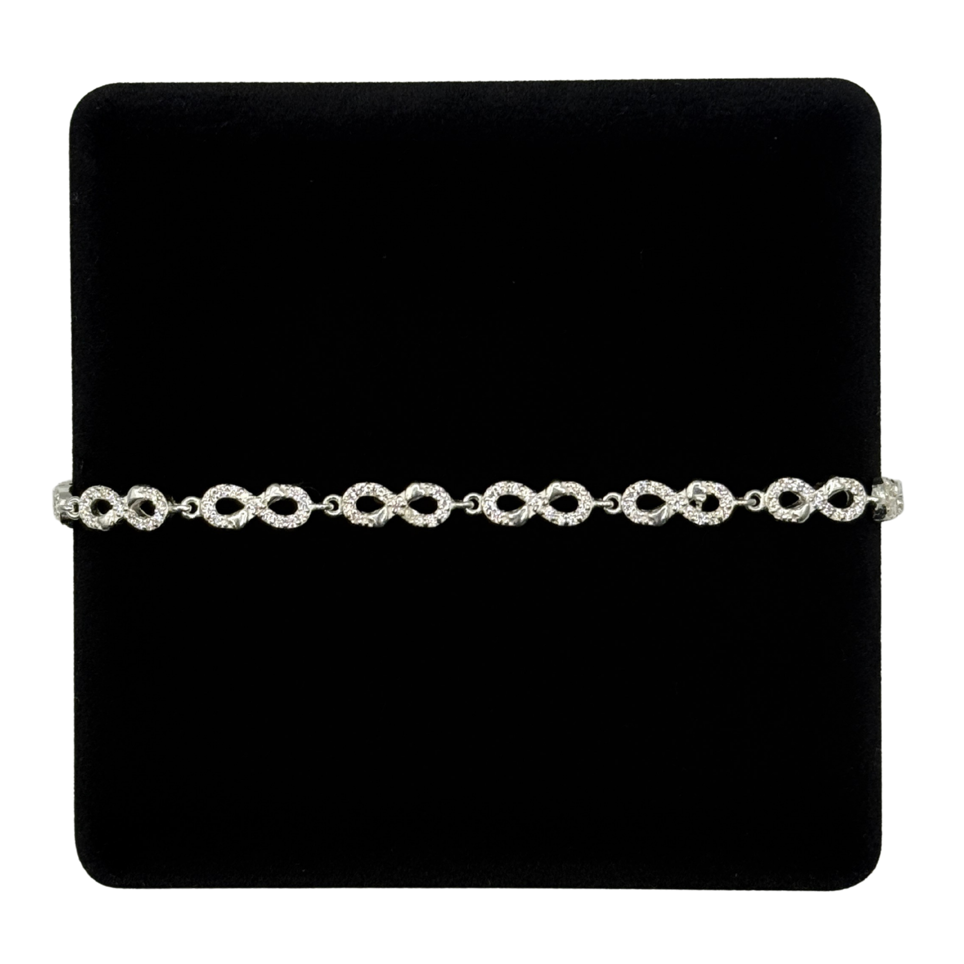 CZ CRUSTED INFINITY HEART BRACELET Oppulence