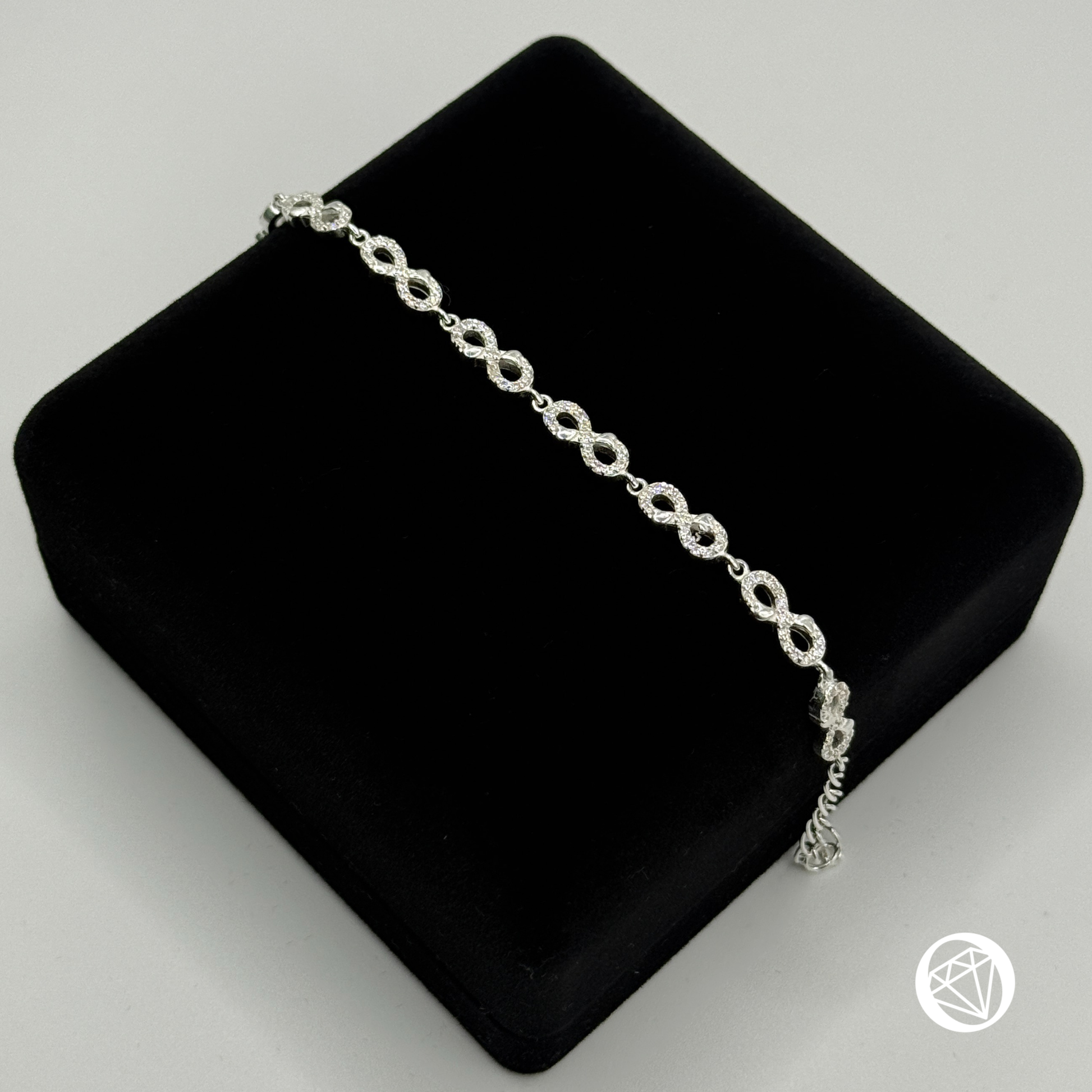 CZ CRUSTED INFINITY HEART BRACELET Oppulence