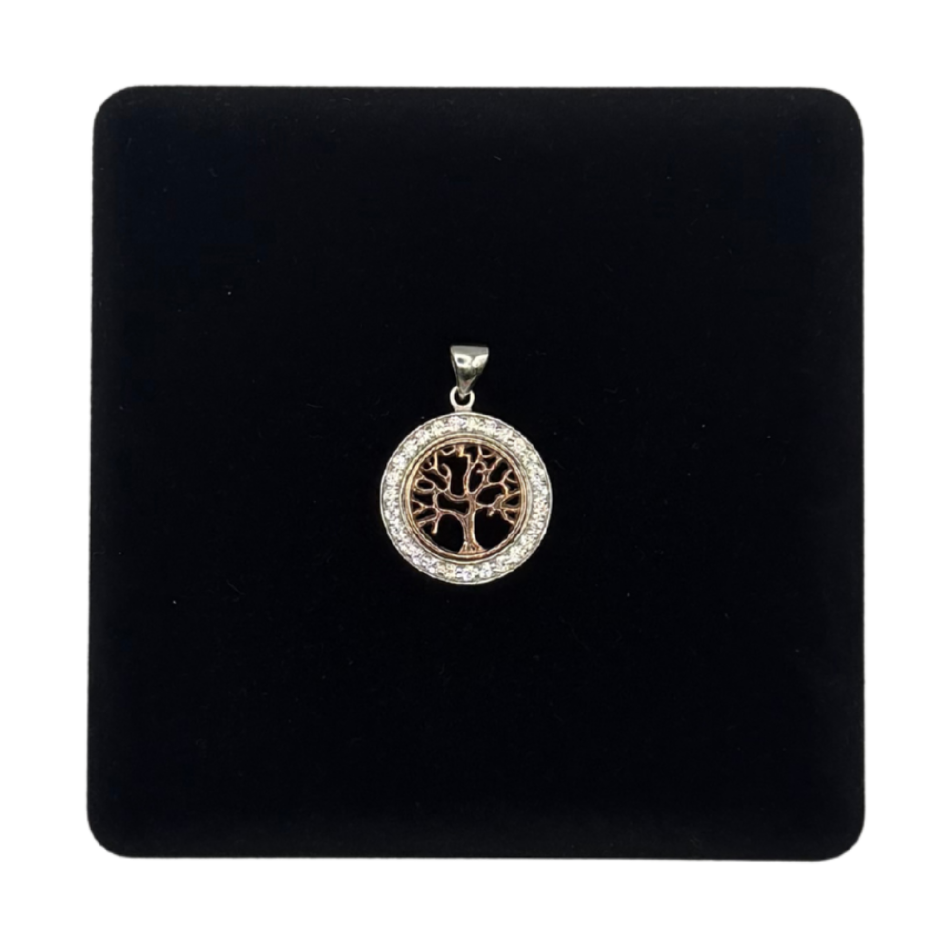 SILVER TREE OF LIFE ROSE WITH CZ DIAMOND PENDANT Oppulence
