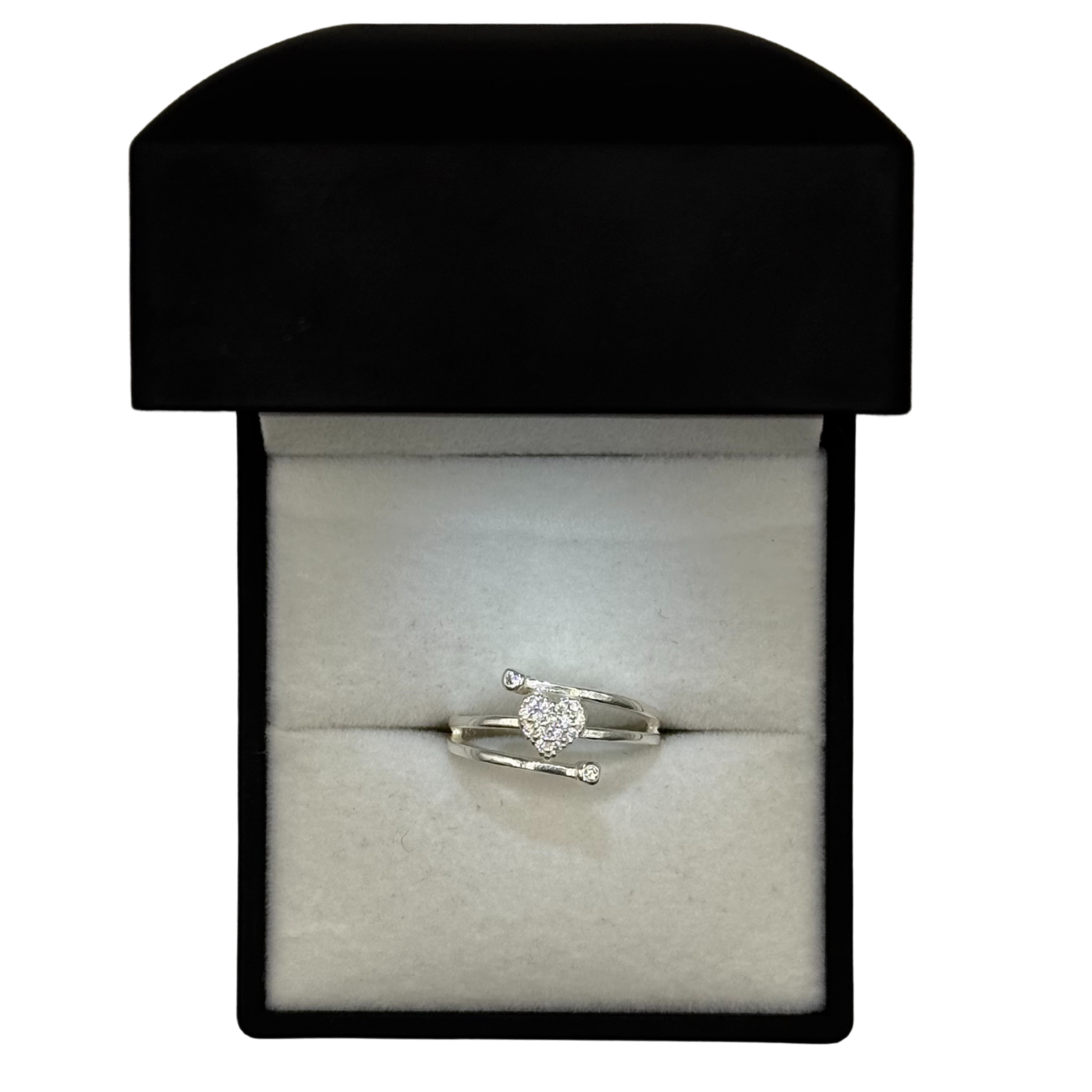 CZ DIAMOND CRUSTED HEART ON TWIST RING Oppulence