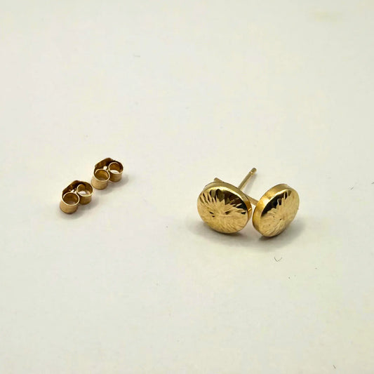 9CT 6MM D/C ROUND GOLD EARRINGS Oppulence