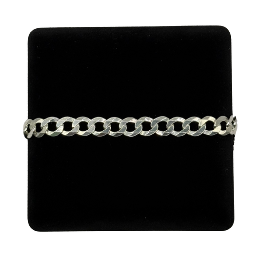 SILVER FILED 8.5" CURB BRACELET Oppulence