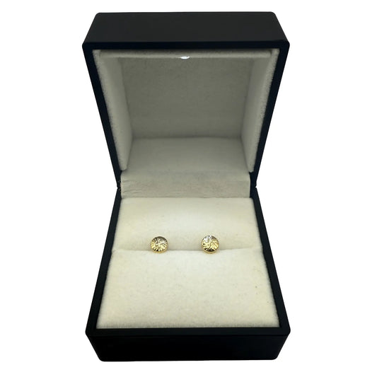 9CT 6MM D/C ROUND GOLD EARRINGS Oppulence